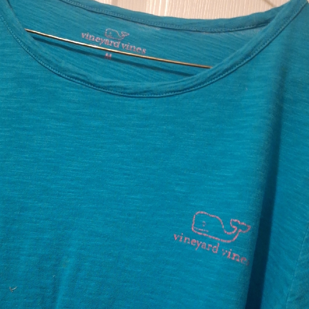 Vineyard Vines Teal Shirt with Pink Logo